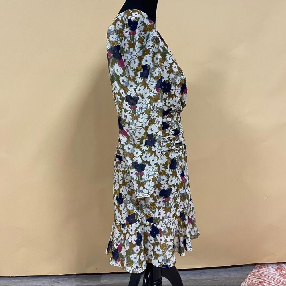 ASTR Olive Floral Ruched Mini Dress Surplice Neck Size S NWT - Picture 11 of 15